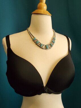 Torrid Curve Black Satin & Lace Padded Push-Up Bra 38DDD/40DD